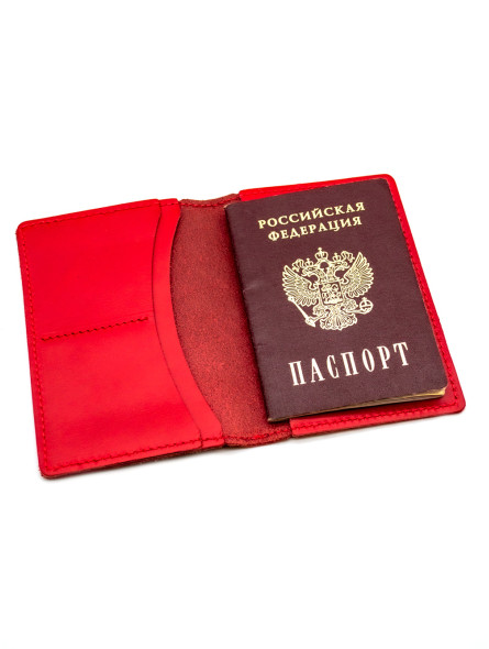 КОЖАНАЯ ОБЛОЖКА НА ПАСПОРТ (красная)