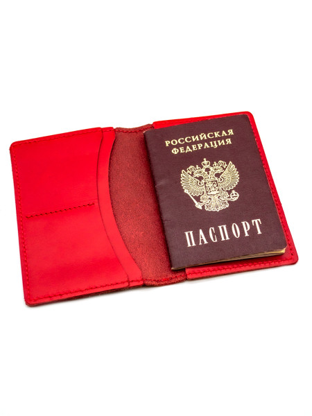 КОЖАНАЯ ОБЛОЖКА НА ПАСПОРТ (красная)